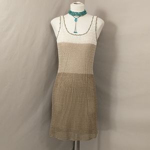 Cotton Crochet Dress Neutral Sleeveless Mod & Sexy